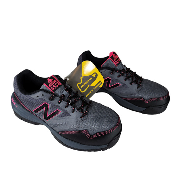 New Balance 589v1 Work Shoe Women 9.5 Gray Pink Composite Toe Slip Resist Hazard - Picture 1 of 16